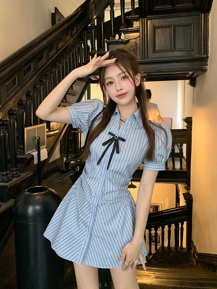 Blue Striped Shirt Dress  UB98469