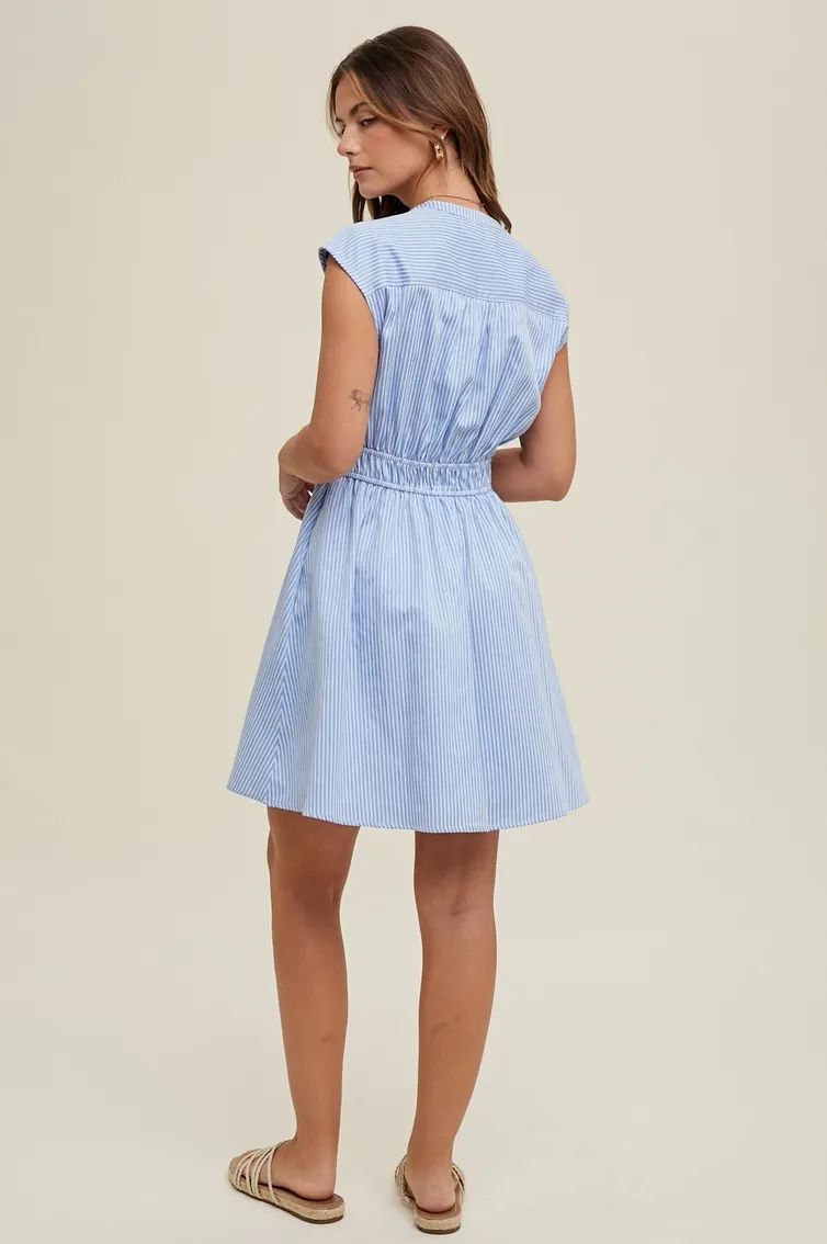 Blue Striped Shirt Dress
