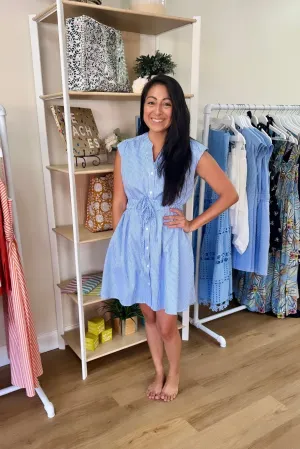 Blue Striped Shirt Dress