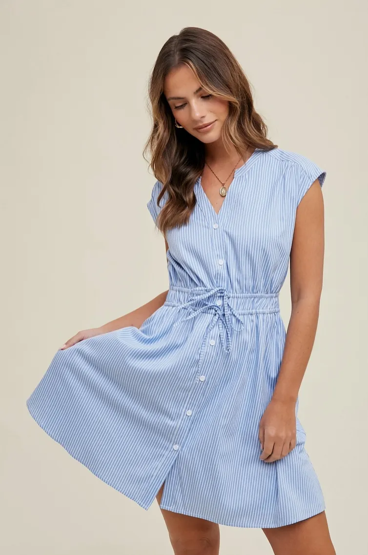 Blue Striped Shirt Dress