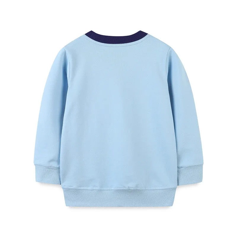 Boys Sharks Print Cotton Sweatshirts - Blue