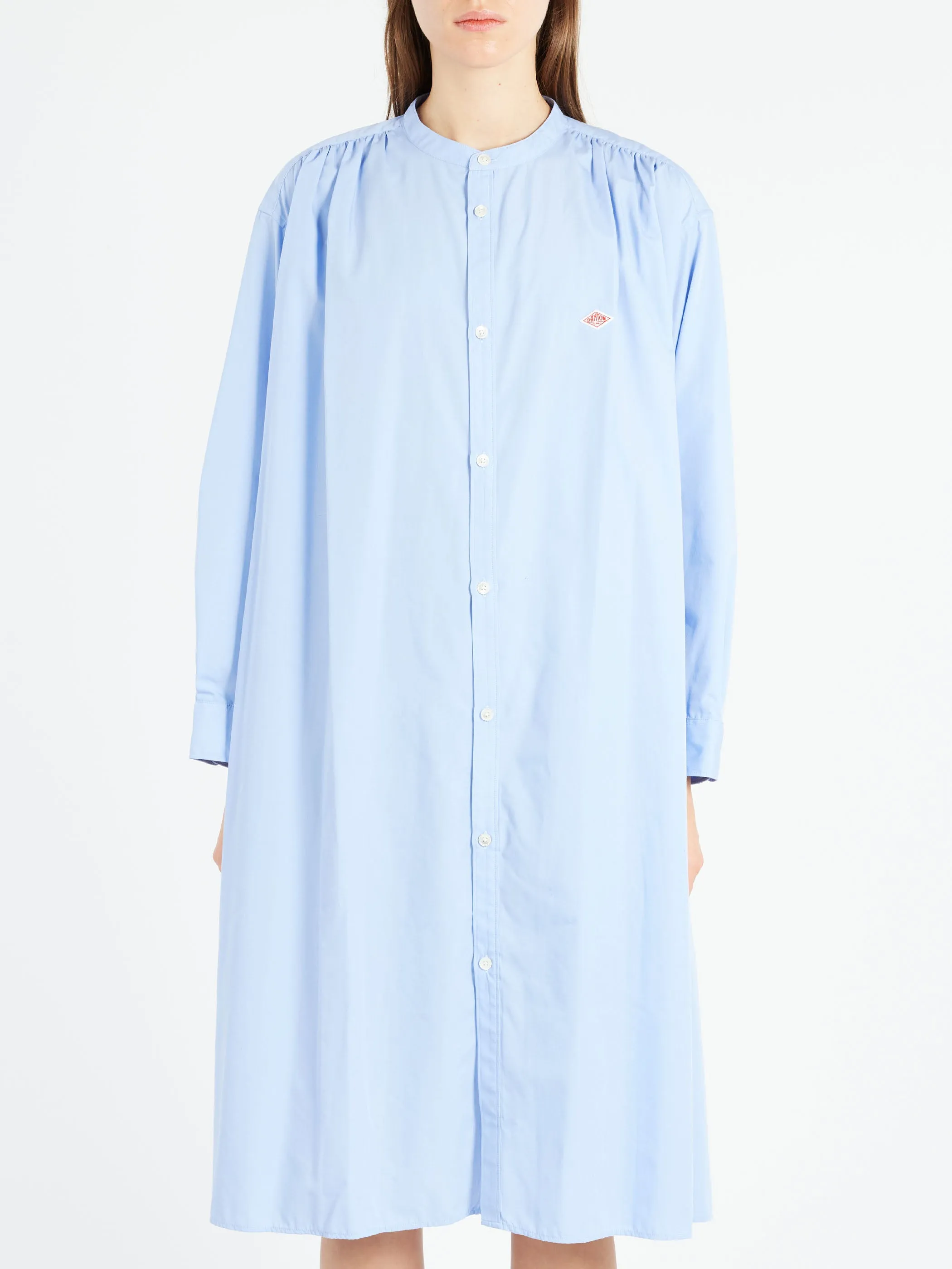 Broadcloth Gathered Shirt Dress