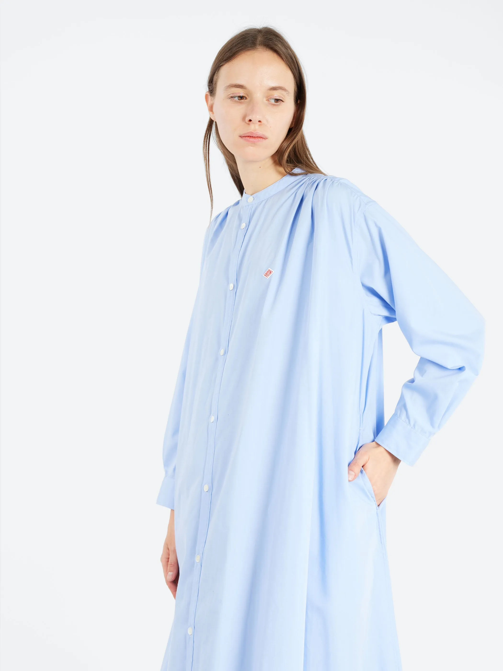 Broadcloth Gathered Shirt Dress