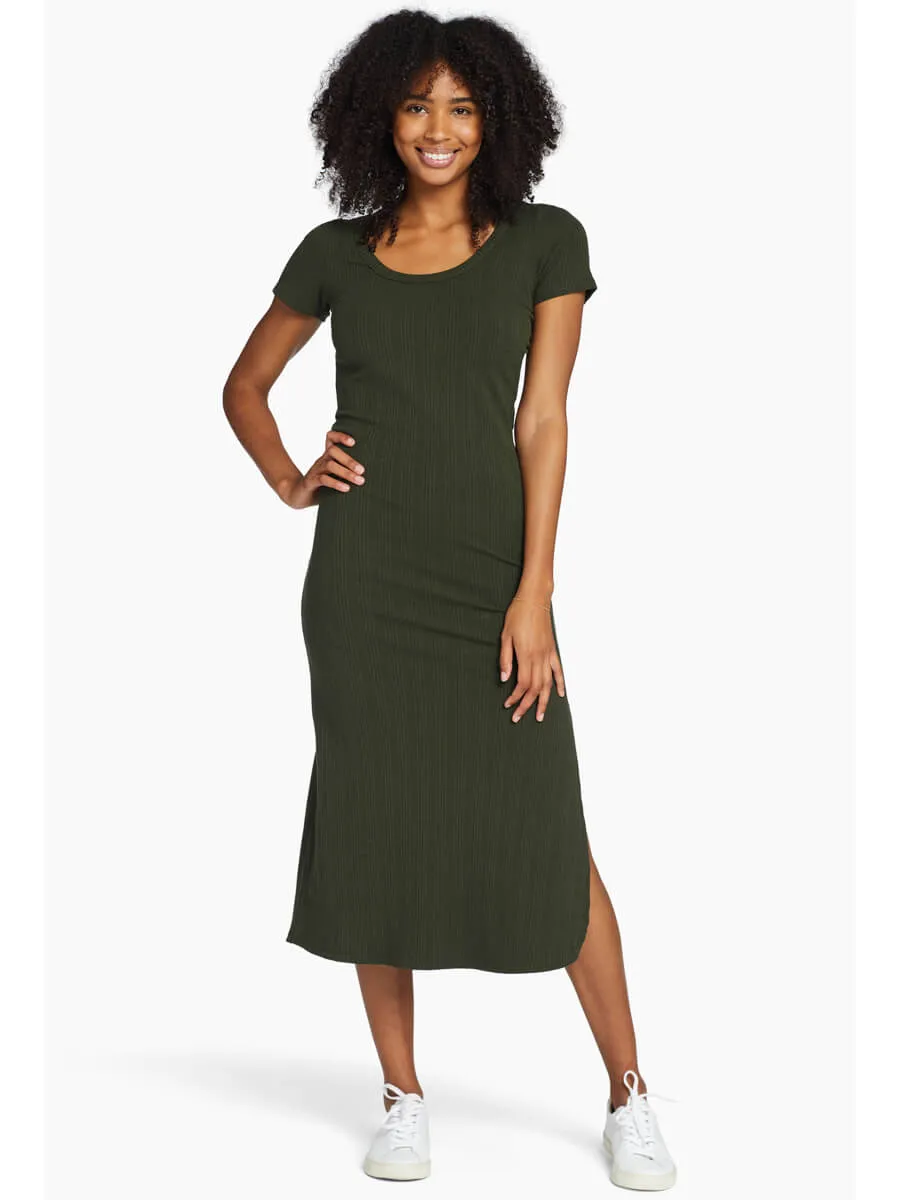 Catalina Tee Dress in Forest Organic Rib