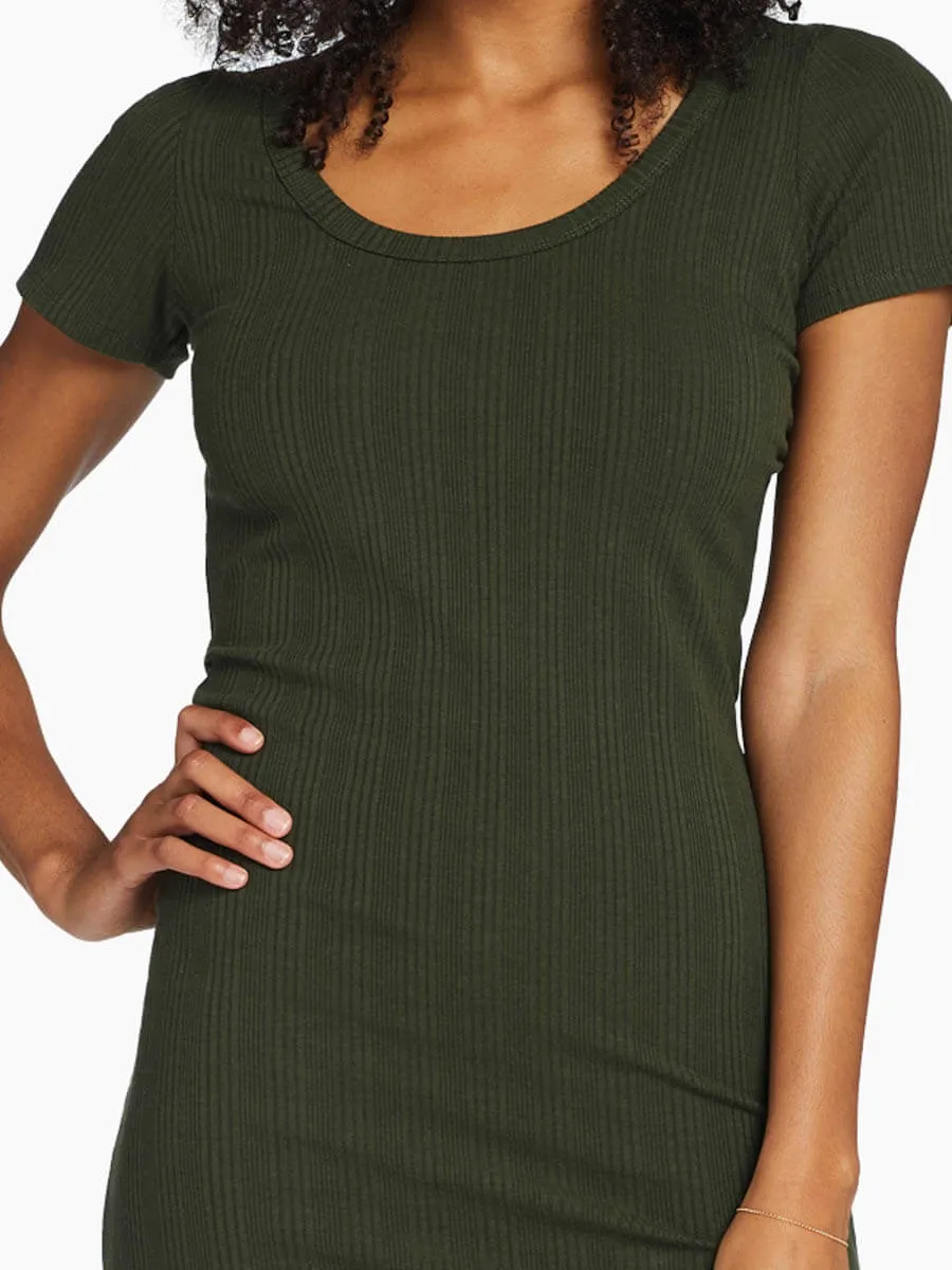 Catalina Tee Dress in Forest Organic Rib