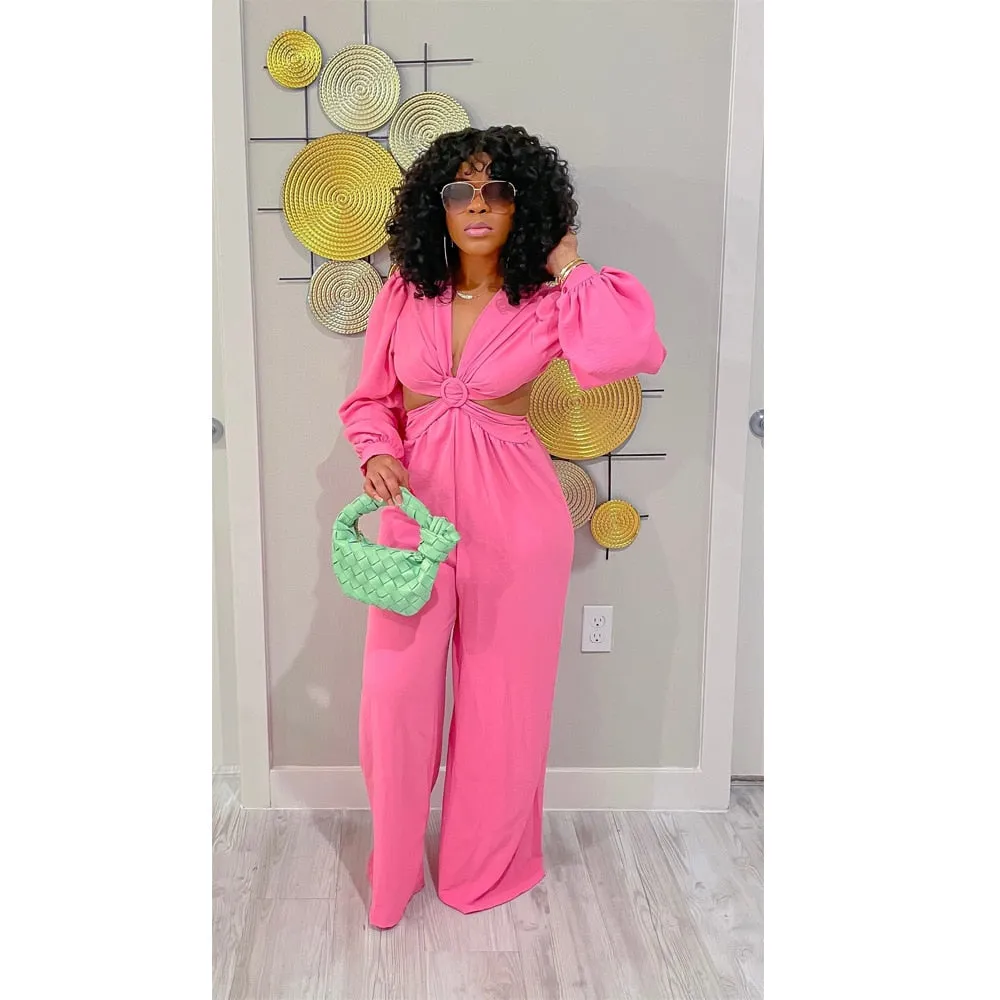 Caught Up Backless Hollow Out Pleated Jumpsuit
