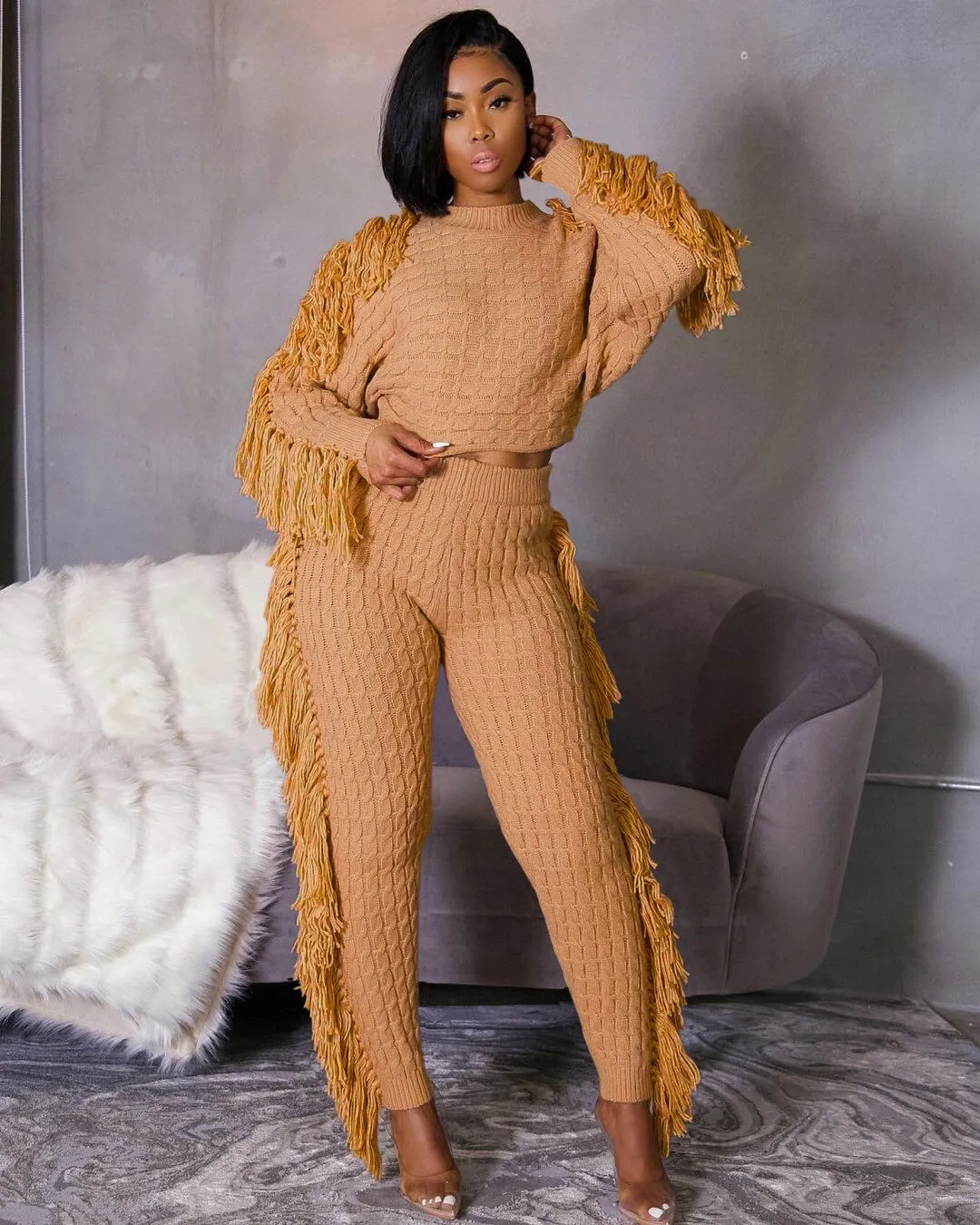 Celebrity Famous Tassel Pencil Pants