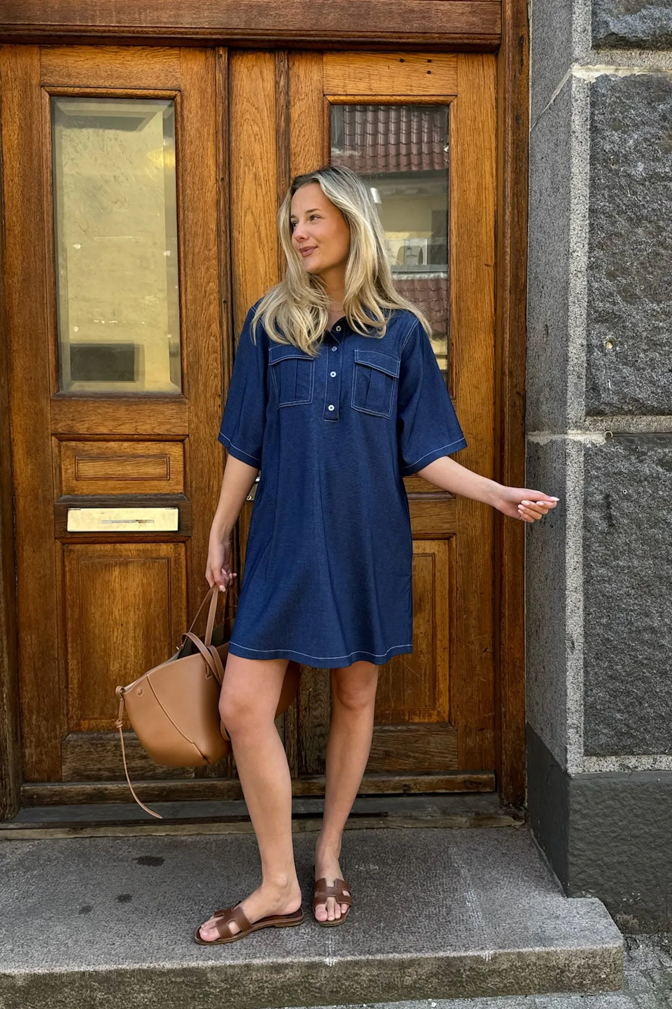 CelinaIC Kjole - Denim Blå