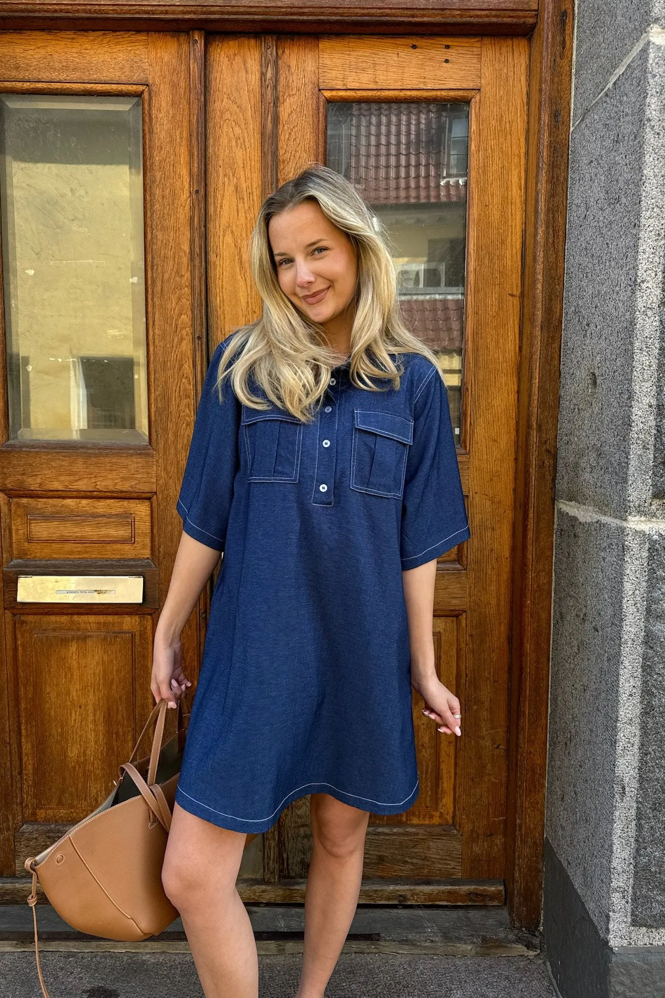 CelinaIC Kjole - Denim Blå