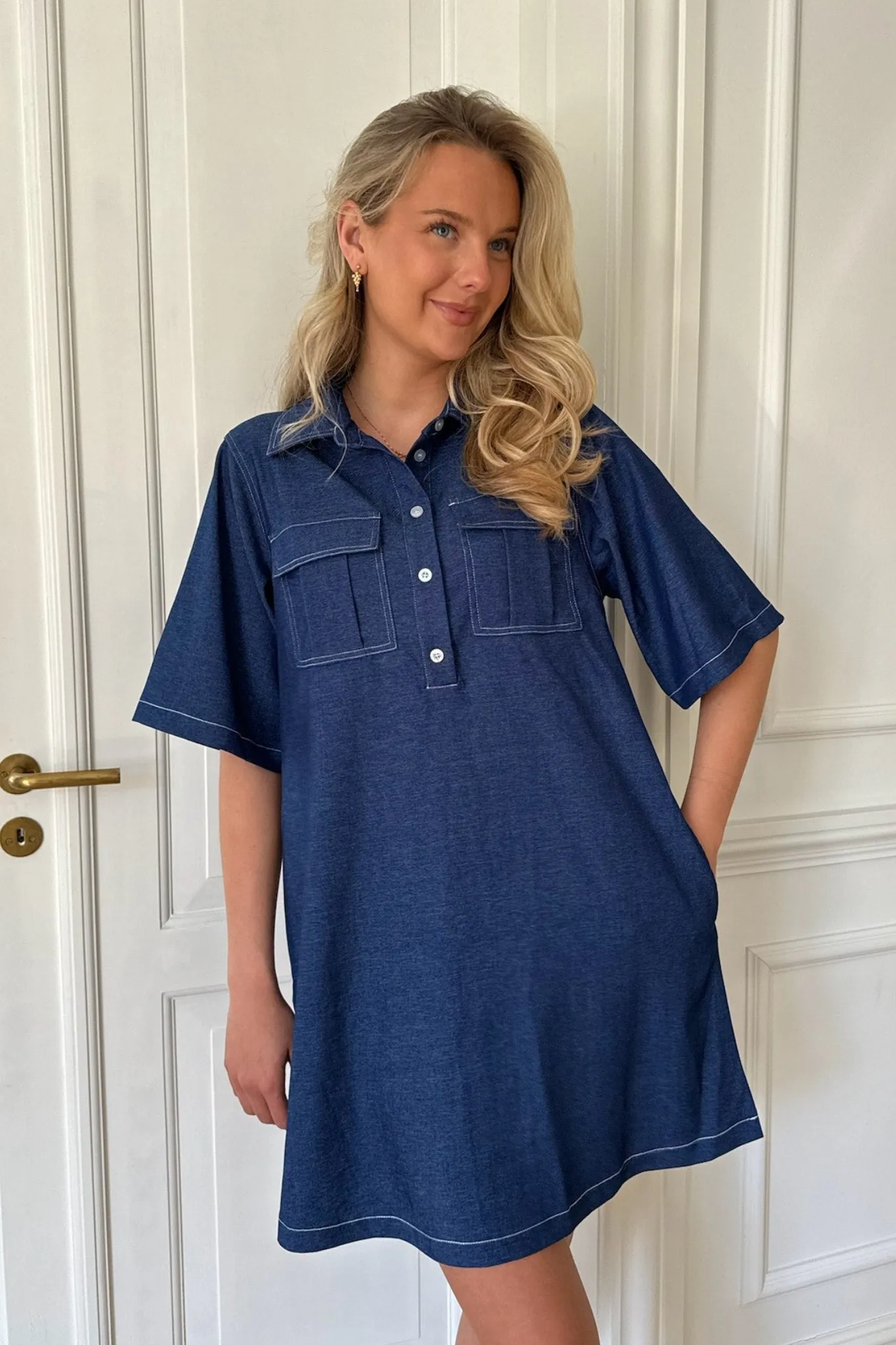 CelinaIC Kjole - Denim Blå