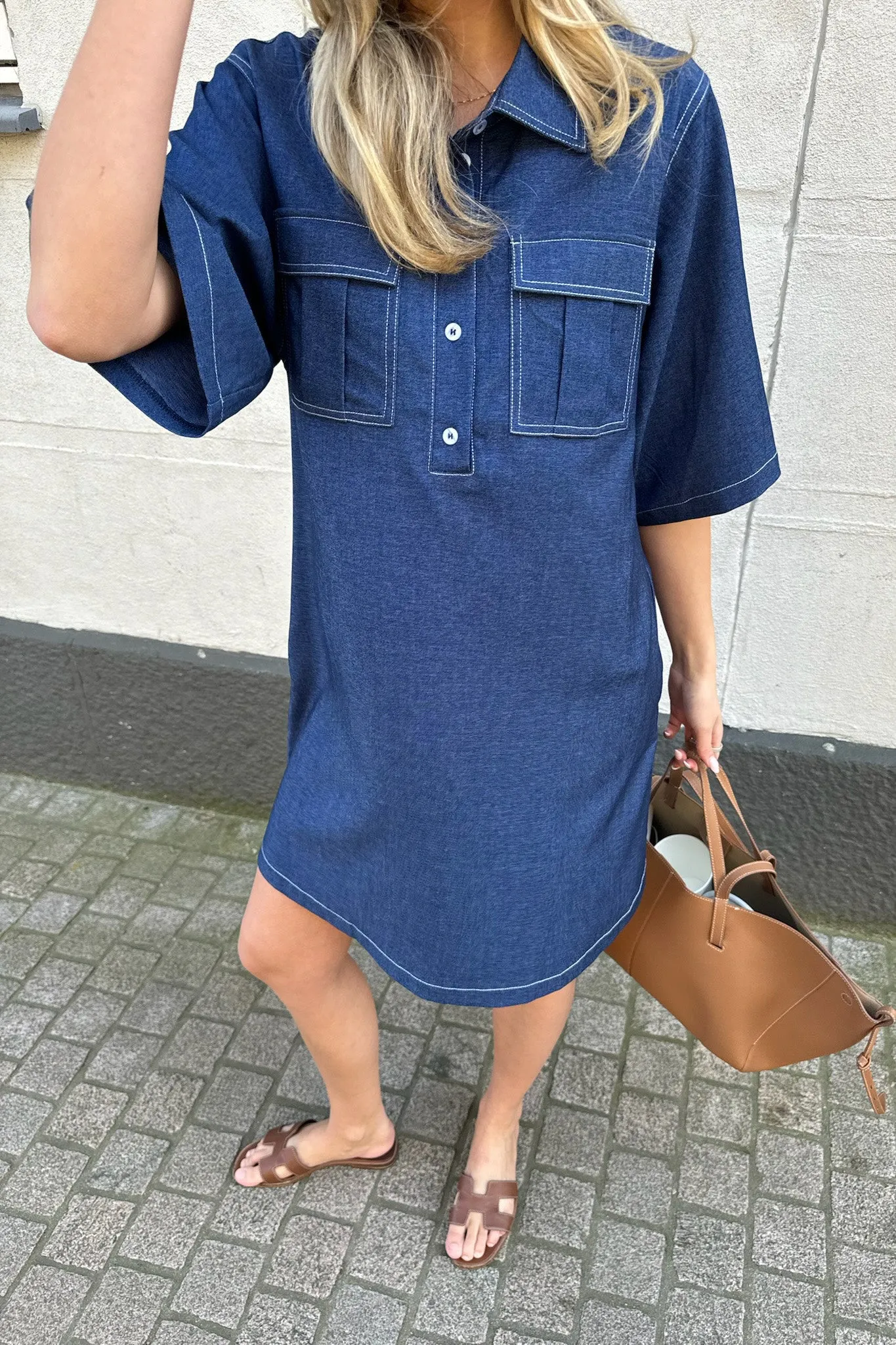 CelinaIC Kjole - Denim Blå