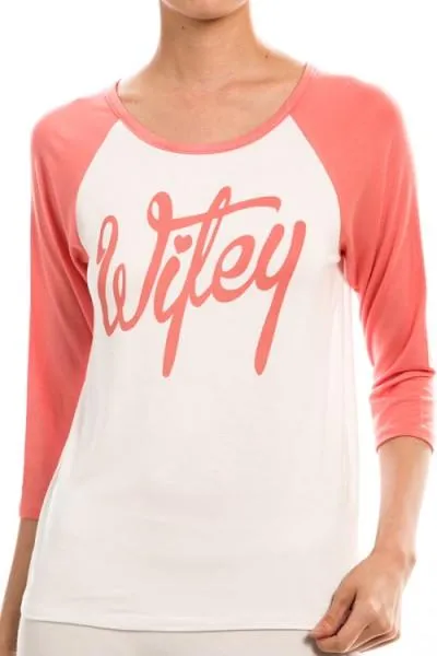 Coral & Ivory Wifey Raglan 3/4 Sleeve Tee Shirt (S-XXXL Available)