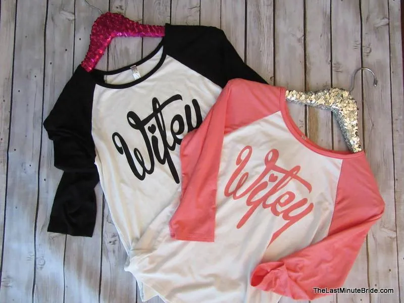 Coral & Ivory Wifey Raglan 3/4 Sleeve Tee Shirt (S-XXXL Available)