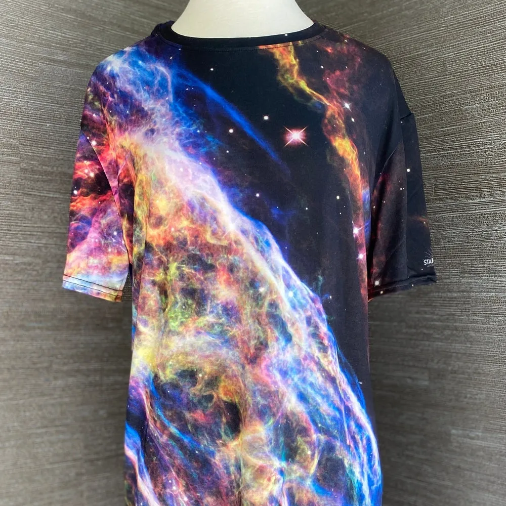 Cosmic Veil Nebula T-Shirt Dress