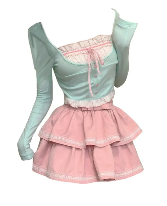 Cute Top   Skirt Two-Piece Set  KF83578
