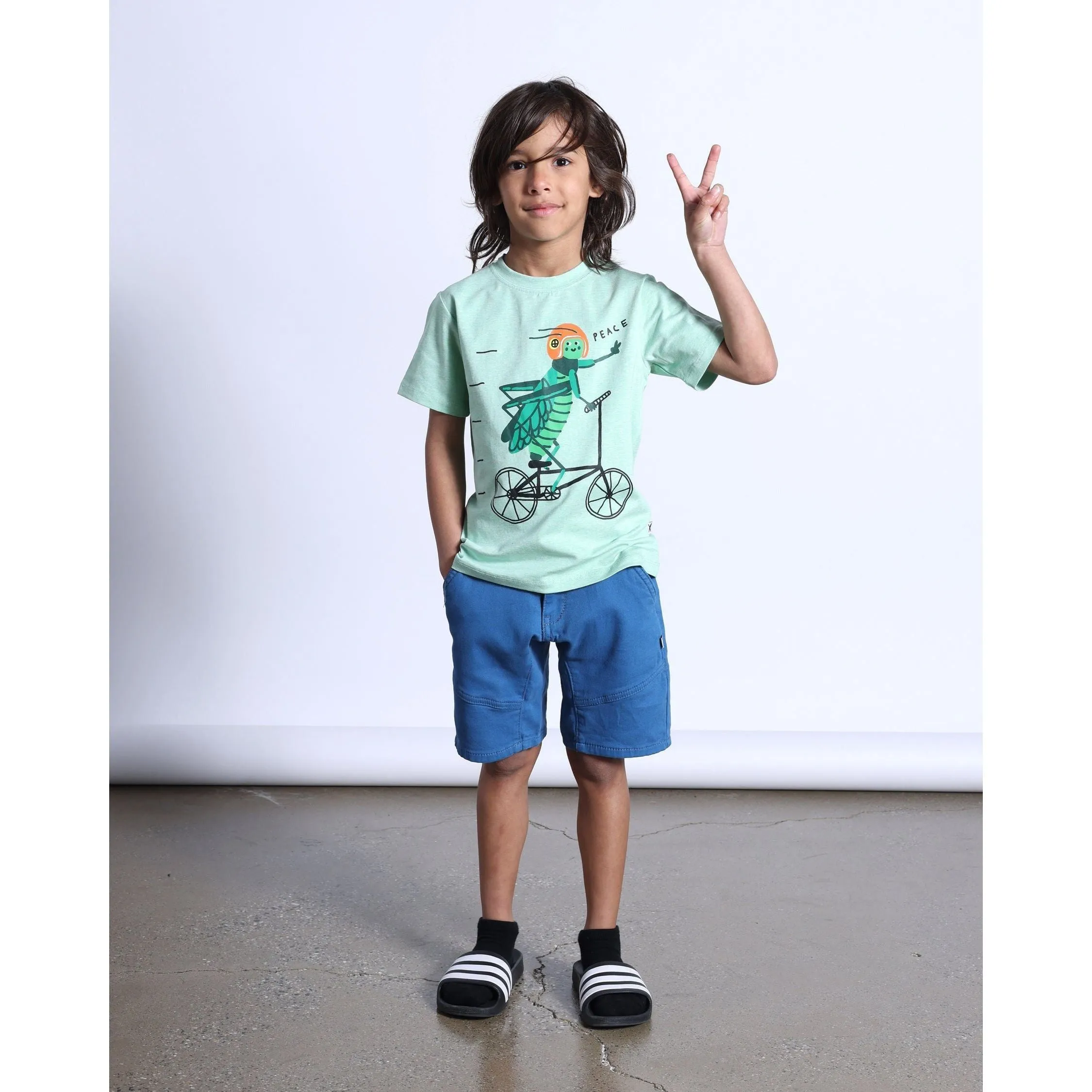 Cycling Cricket Tee- Green Marle