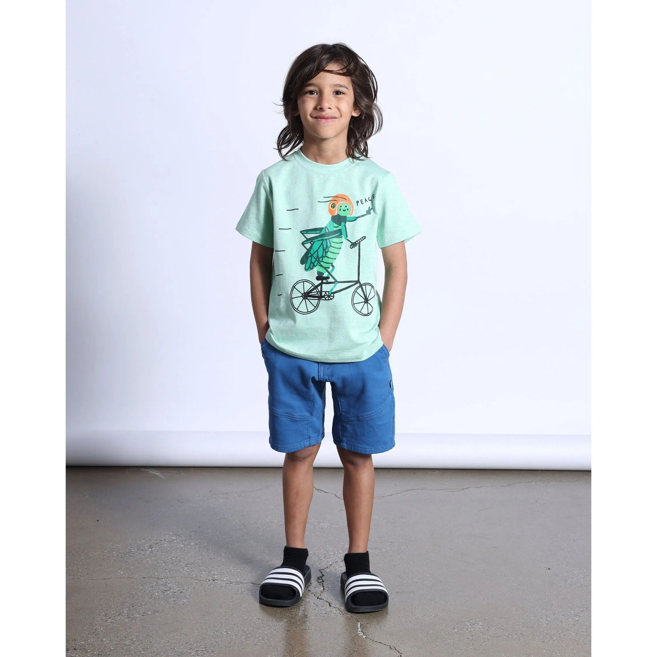 Cycling Cricket Tee- Green Marle