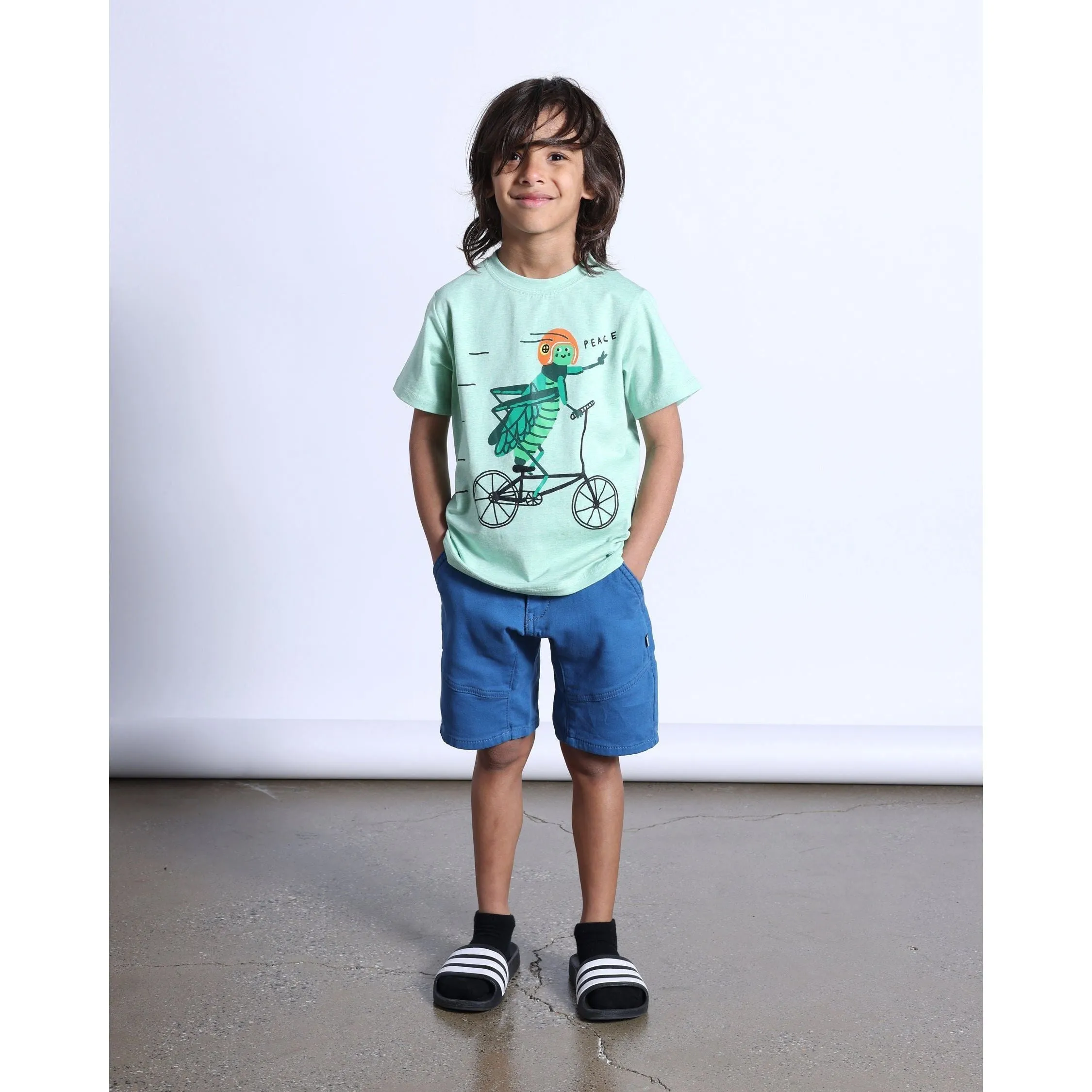 Cycling Cricket Tee- Green Marle