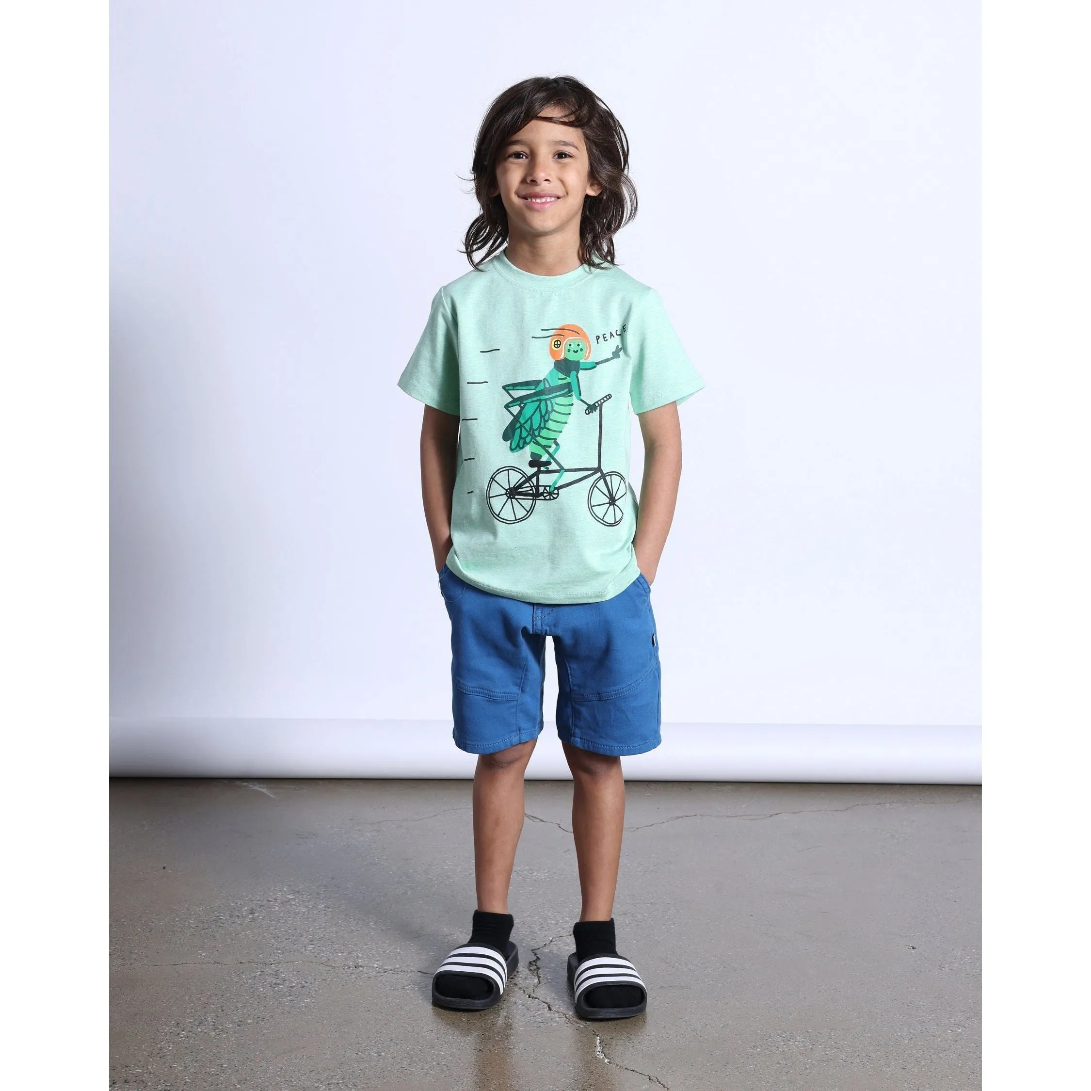 Cycling Cricket Tee- Green Marle