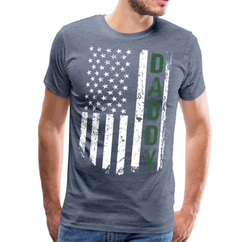 Daddy American Flag Men's Premium T-Shirt - Hunter Green