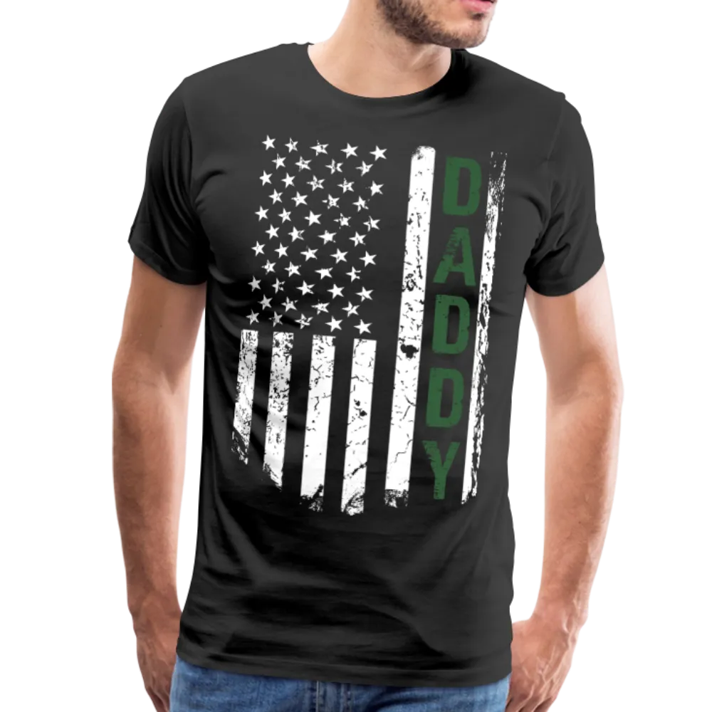 Daddy American Flag Men's Premium T-Shirt - Hunter Green