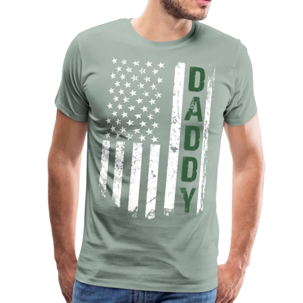 Daddy American Flag Men's Premium T-Shirt - Hunter Green