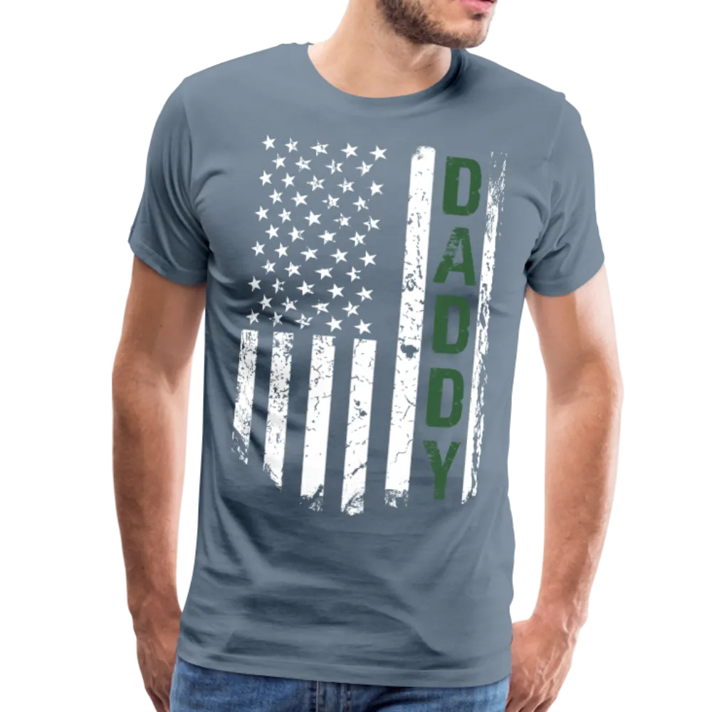Daddy American Flag Men's Premium T-Shirt - Hunter Green