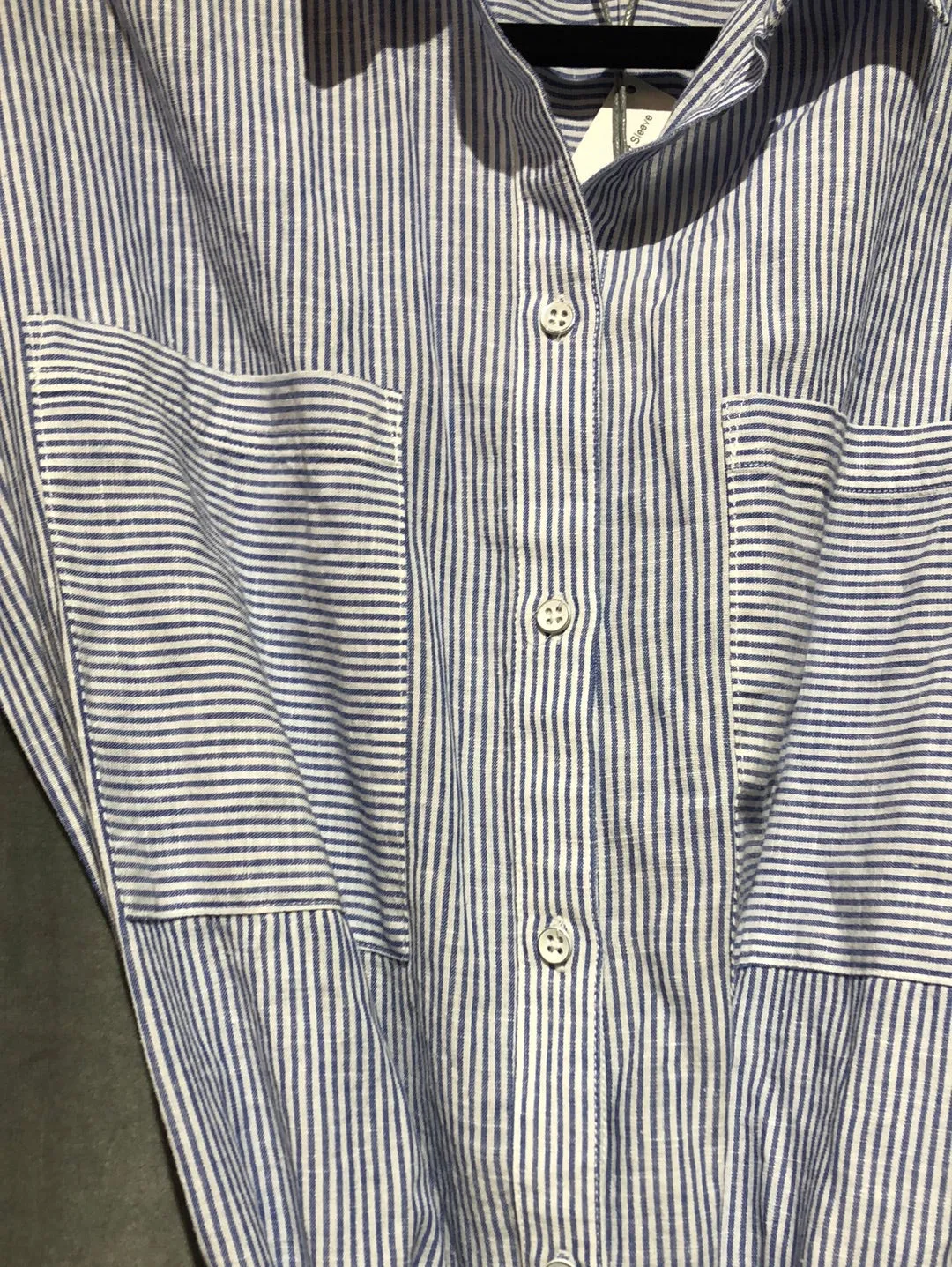 DL1961 Blue and White Button Down Short Sleeve Shirt Dress