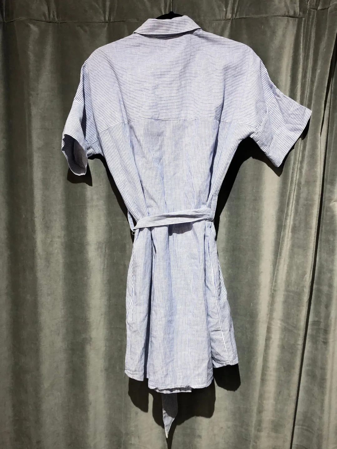 DL1961 Blue and White Button Down Short Sleeve Shirt Dress