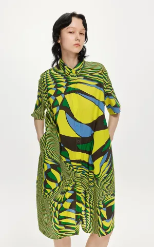 Dresses / JNBY Loose Fit Full Print Short Sleeve Dress (100% Cotton)
