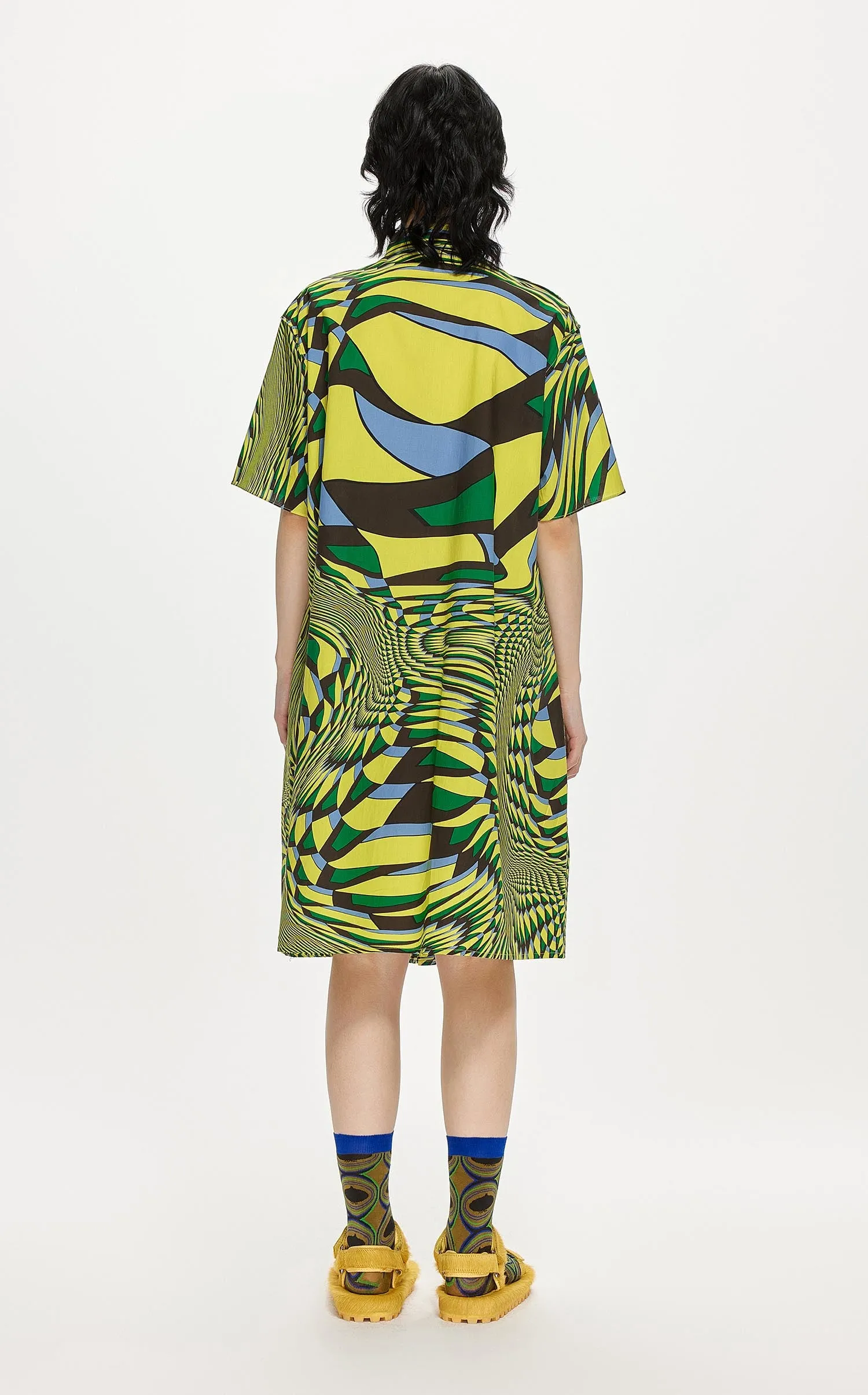 Dresses / JNBY Loose Fit Full Print Short Sleeve Dress (100% Cotton)