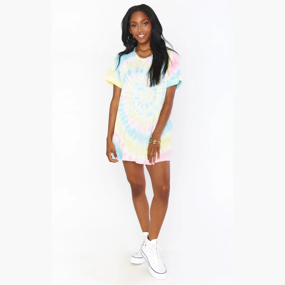 Dylan T-shirt Dress-Rainbow Tie Dye
