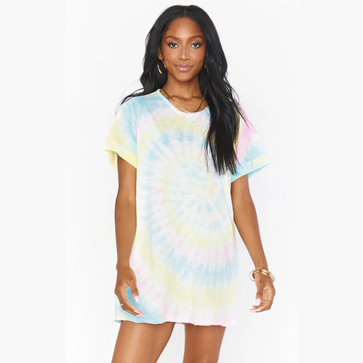 Dylan T-shirt Dress-Rainbow Tie Dye