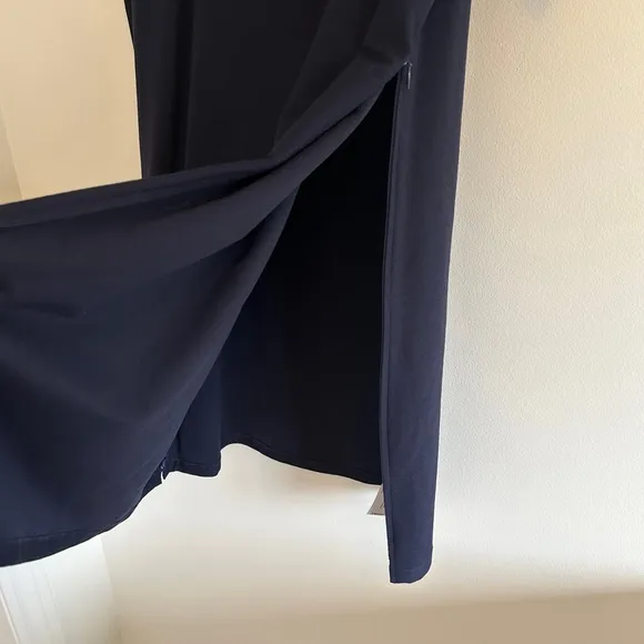 EILEEN FISHER Side Zip Shift Dress Size Small Navy Stretch Crepe