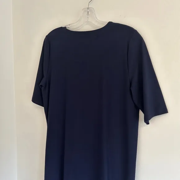 EILEEN FISHER Side Zip Shift Dress Size Small Navy Stretch Crepe