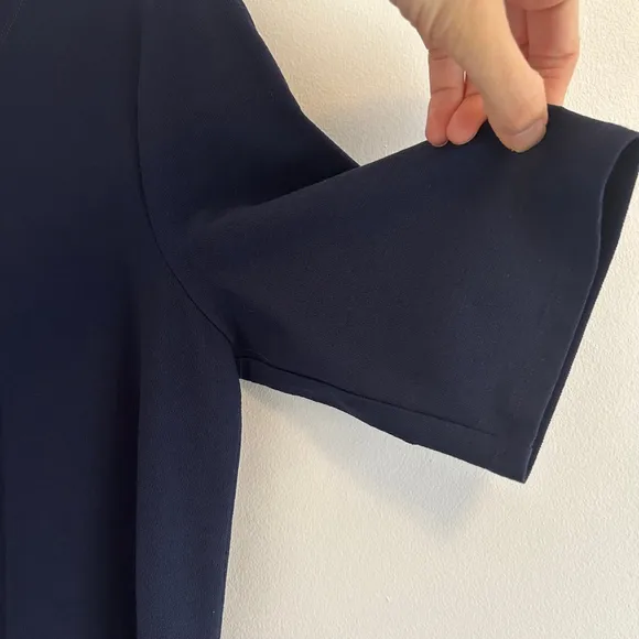 EILEEN FISHER Side Zip Shift Dress Size Small Navy Stretch Crepe