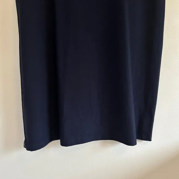 EILEEN FISHER Side Zip Shift Dress Size Small Navy Stretch Crepe