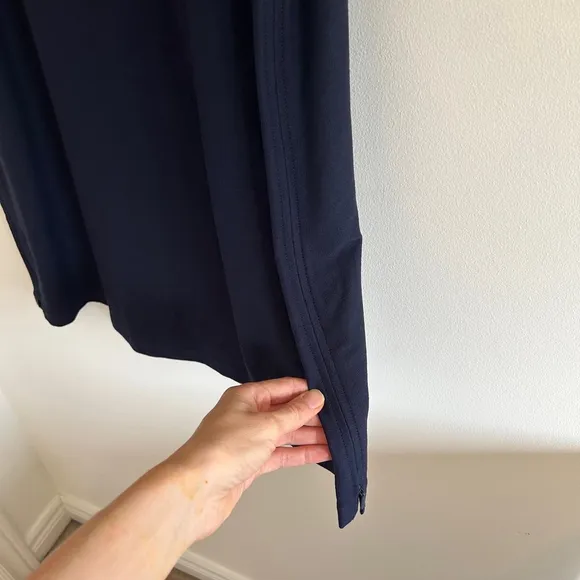 EILEEN FISHER Side Zip Shift Dress Size Small Navy Stretch Crepe