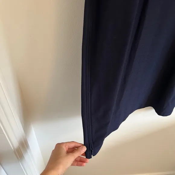 EILEEN FISHER Side Zip Shift Dress Size Small Navy Stretch Crepe