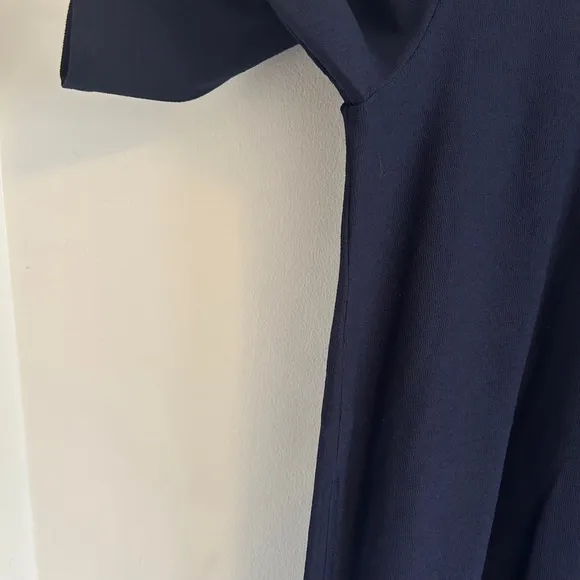 EILEEN FISHER Side Zip Shift Dress Size Small Navy Stretch Crepe