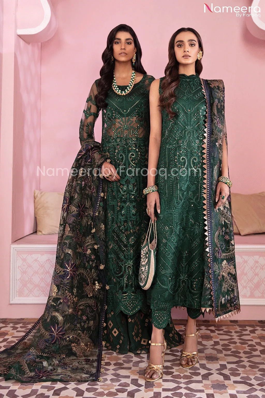 Embroidered Chiffon Eid Dress for Girl Online #PR202