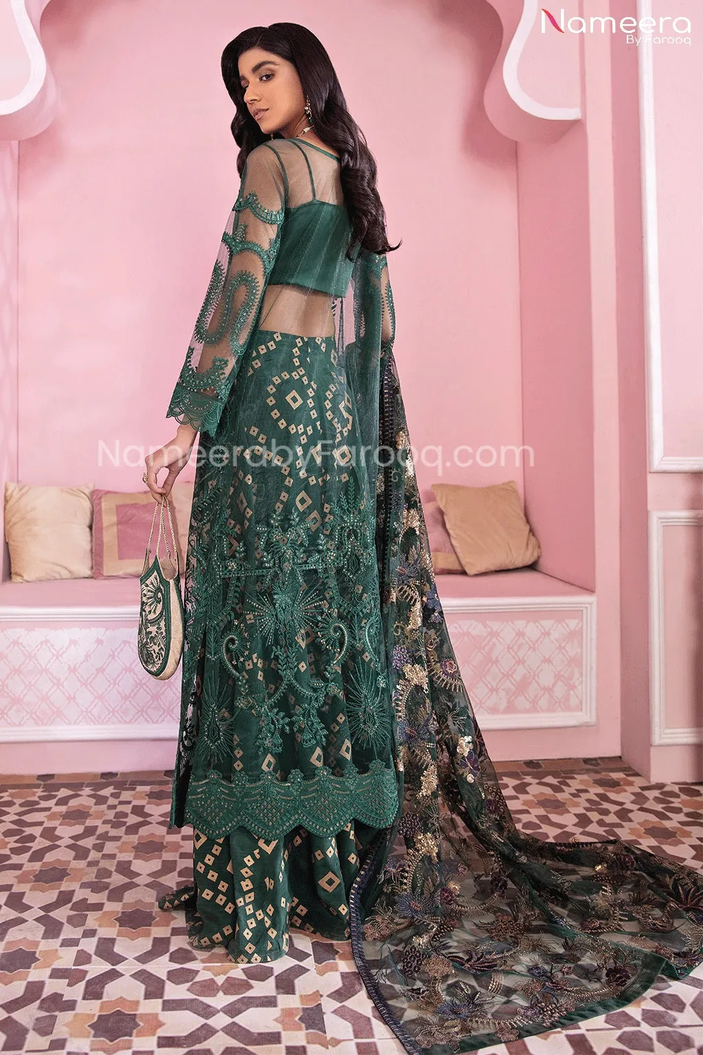 Embroidered Chiffon Eid Dress for Girl Online #PR202