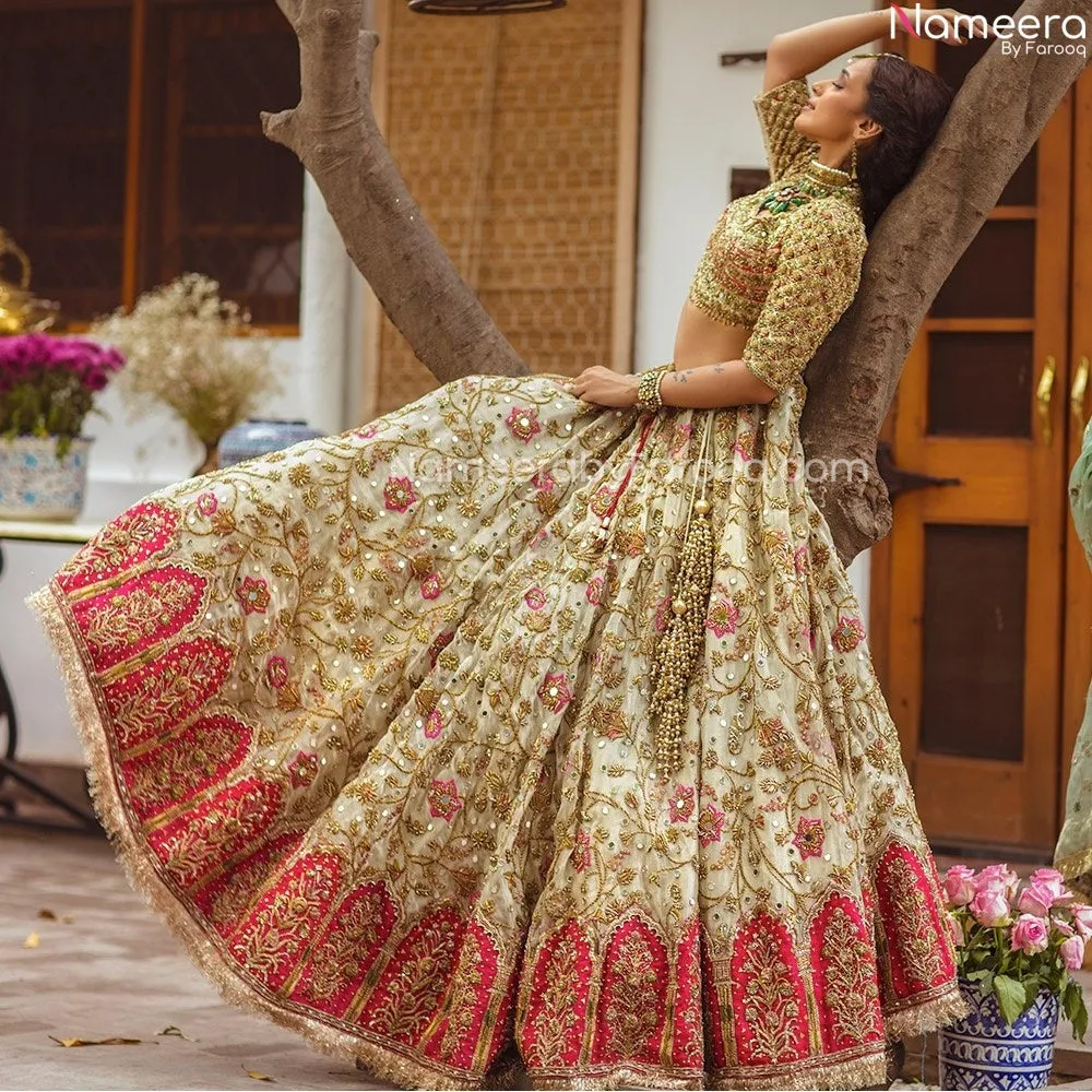 Embroidered Designer Peach Pink Lehenga Choli #BN832