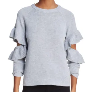 Endless Rose Cobalt Blue Ruffle Cut Out Long Sleeve Sweater Size Medium