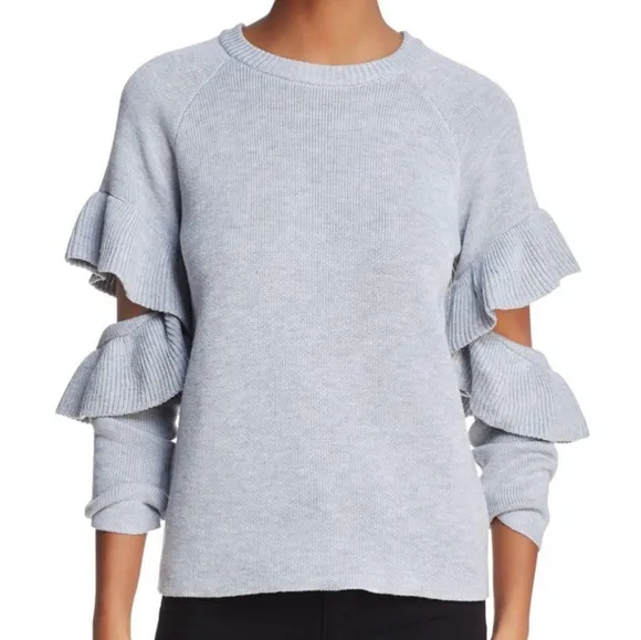 Endless Rose Cobalt Blue Ruffle Cut Out Long Sleeve Sweater Size Medium