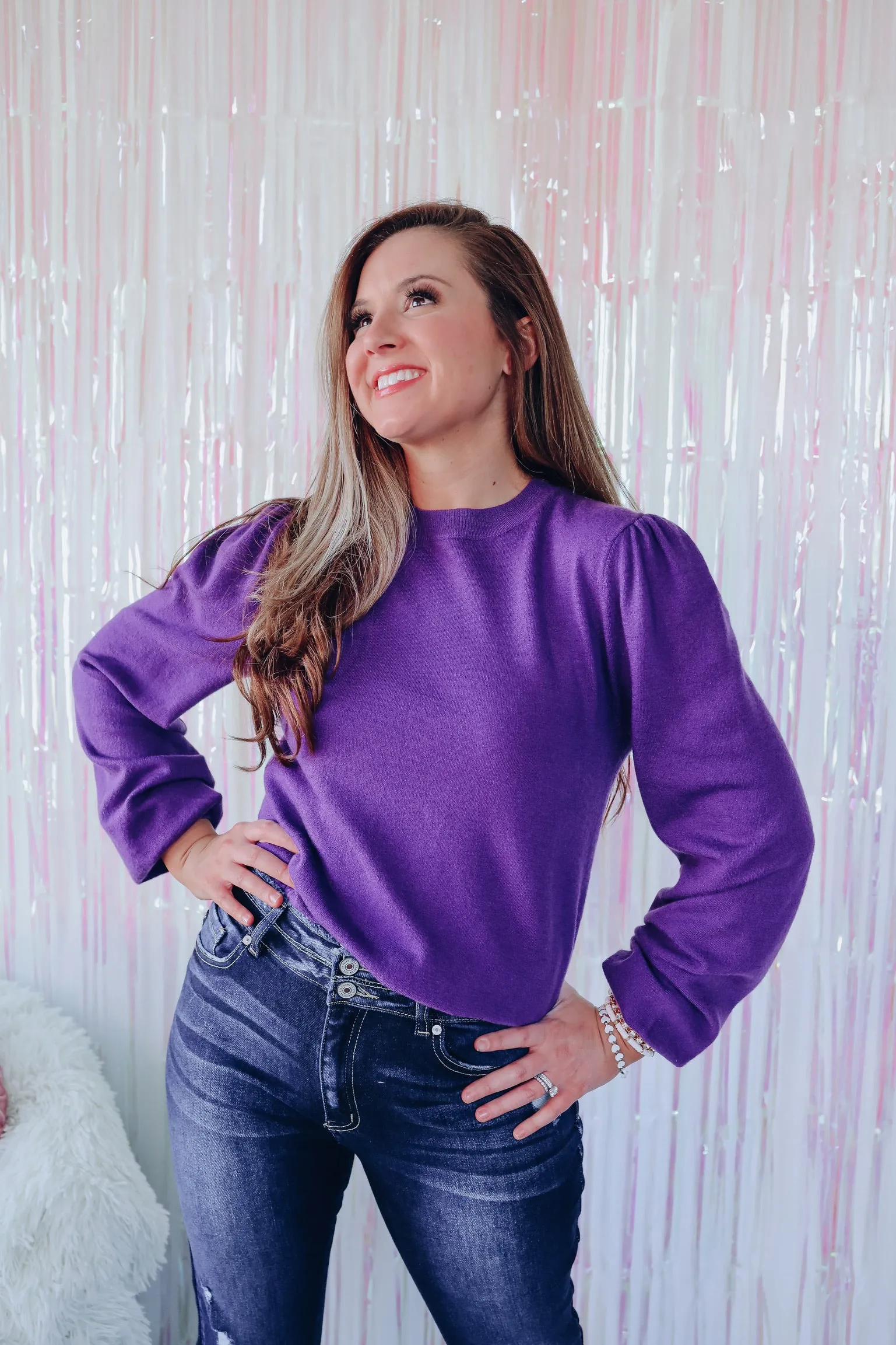 Every Little Thing Puff Shoulder Bodysuit - Purple