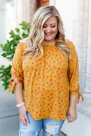 Everywhere You Go Floral Top- Mustard