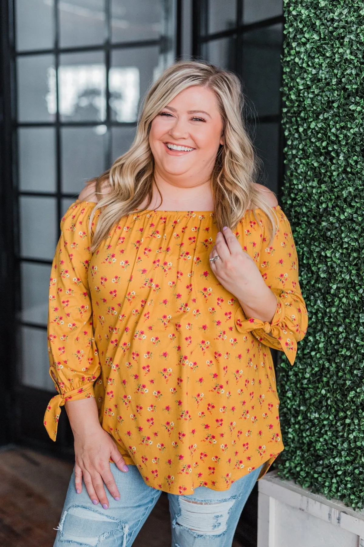 Everywhere You Go Floral Top- Mustard