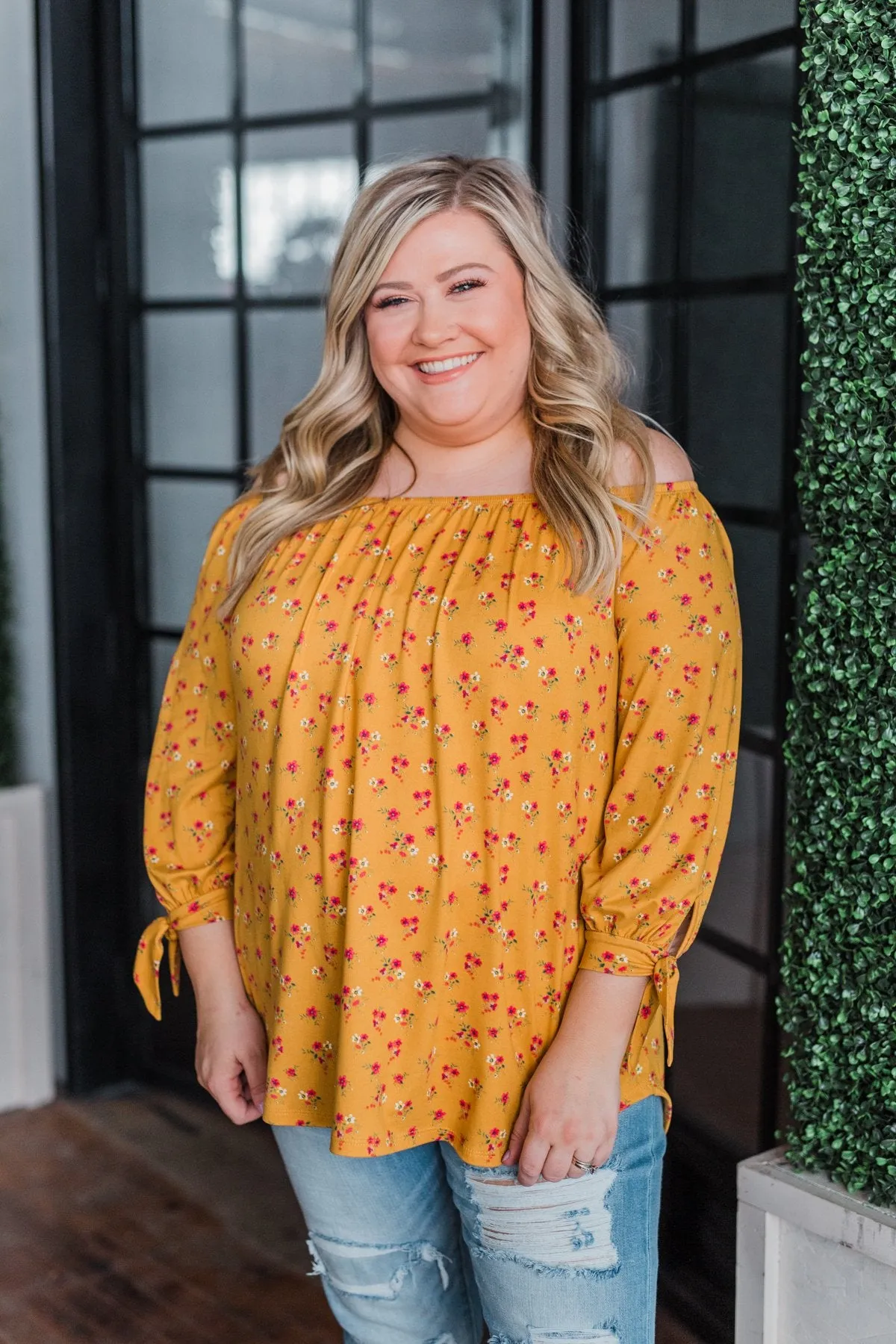 Everywhere You Go Floral Top- Mustard