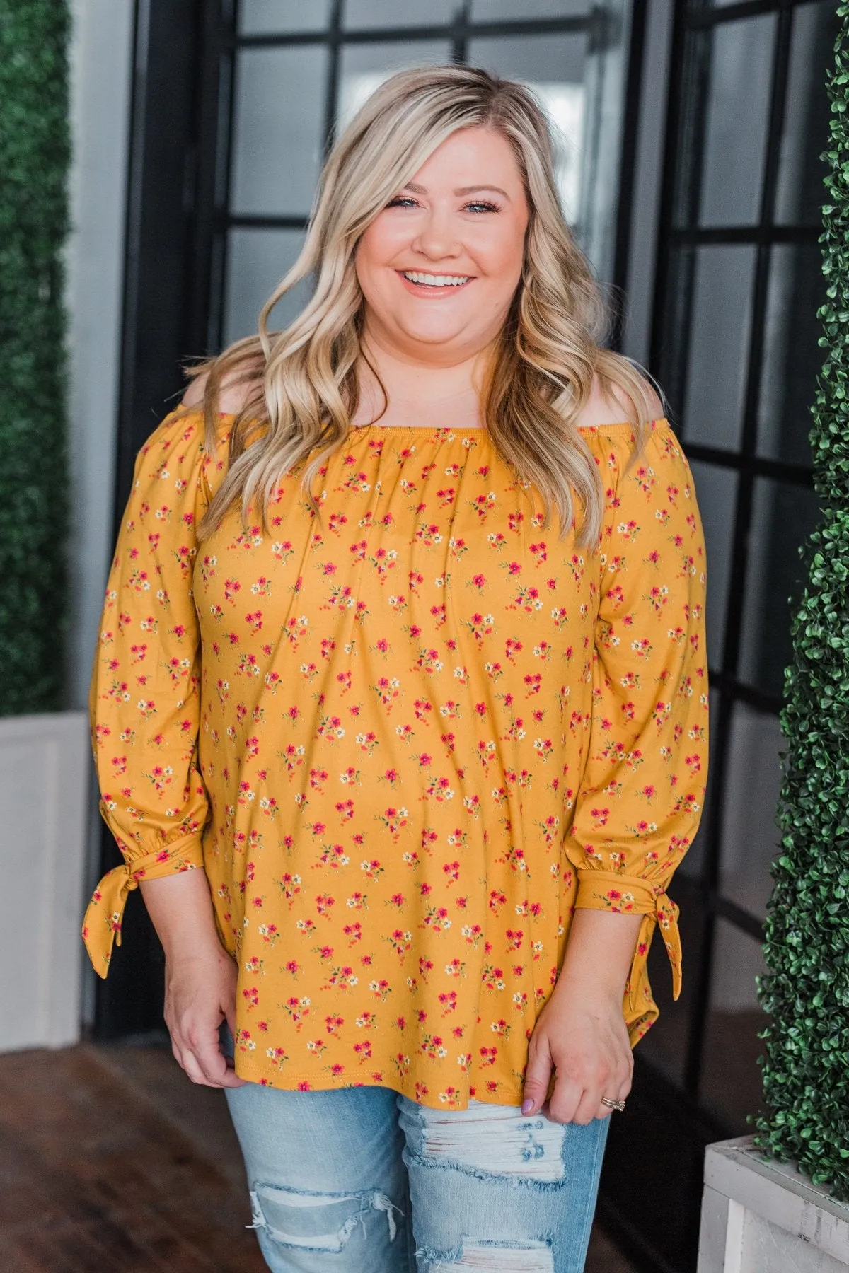 Everywhere You Go Floral Top- Mustard